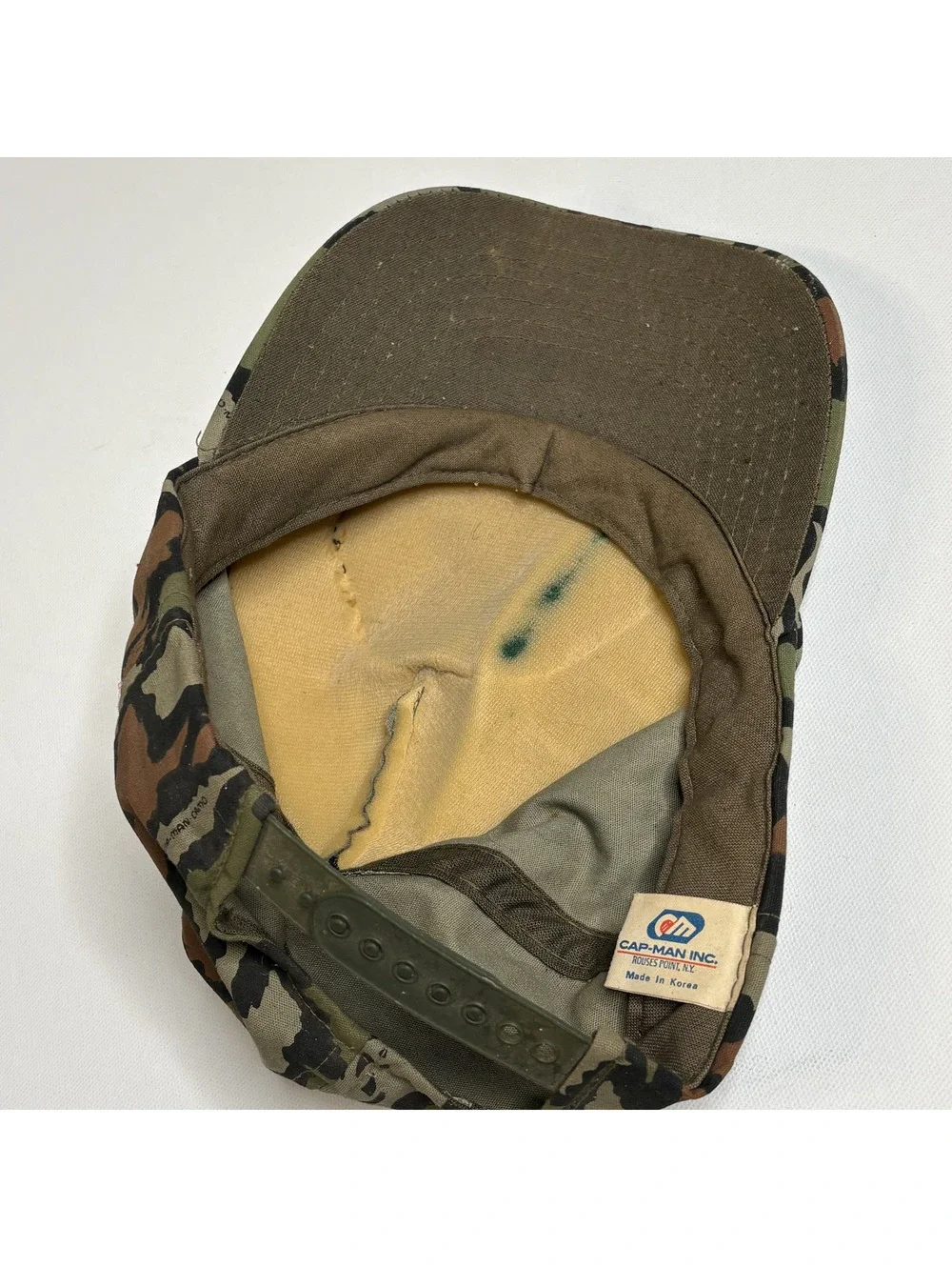 Vintage Cap-Man Inc Camo Baseball Hat Korea Snapback